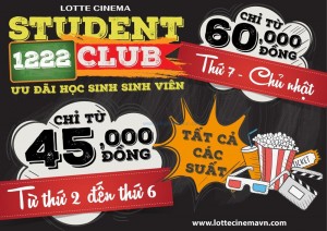 Lotte Cinema khuyến mãi 1222 Club - giá vé học sinh/sinh viên hấp dẫn